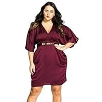 City Chic Womens Tangled Faux wrap Dress Size Small Color Dark Maroon