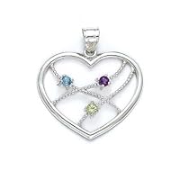 925 Sterling Silver Multi Stone Love Heart Pendant Necklace Jewelry for Women