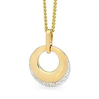 0.02 CT Round Cut Created Diamond Circle Fashion Pendant Necklace 14k Yellow Gold Over