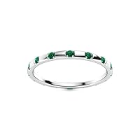 Emerald Round Splendour Promise Band | Sterling Silver 925 With Rhodium Plated | Light And Thin Band For Were Everyday.