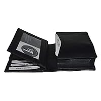 Leatherboss Genuine Leather Credit Business Card Holder Case with extra flap and expandable pocket, Black