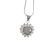 Handmade 925 Sterling Silver Gemstone Rainbow Moonstone Pendant Necklace Jewelry