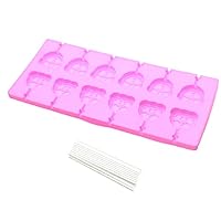 Round Lollipop Molds Chocolate Hard Candy Silicone Mold with 20Pcs/Pack Lolly Sticks (Bear)