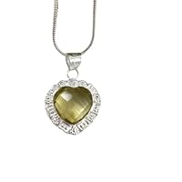Heart Yellow Citrine Pendant Gemstone 925 Sterling Silver Handmade Jewelry Gift For Her