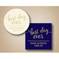 Wedding Stickers - Best Day Ever Stickers Wedding Favor Label Set of 2 Gold Stickers Personalized Wedding Favor Stickers Gold Wedding Stickers