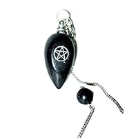 Jet New Black Agate Pentacle Star Engraved Pendulum Genuine Healing Reiki Chakra Balancing Good Luck