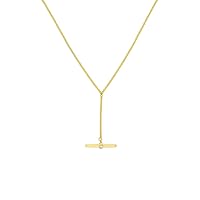 14k Yellow Gold 0.06 Dwt Diamond Oblong Bar Lariat Necklace Adjustable 18 Inch Jewelry Gifts for Women