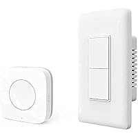 Smart Light Switch (No Neutral, Double Rocker) Plus Aqara Wireless Mini Switch, Requires AQARA HUB, Zigbee Connection, Remote Control and Set Timer for Home Automation