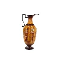 UTC 62012 Light Brown Metal Vase with Antique Accent