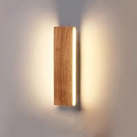 Wooden LED Wall Lamp Warm Light, Nordic Solid Wood Lamp, Bedroom Bedside Bathroom Rectangular Mirror Headlights Home Lighting Japanese Style Wall Sconce Lighting Fixture