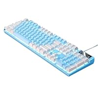 LED hybrid Backlit Mechanical Keyboard 104key Water Resistant (White/Blue)