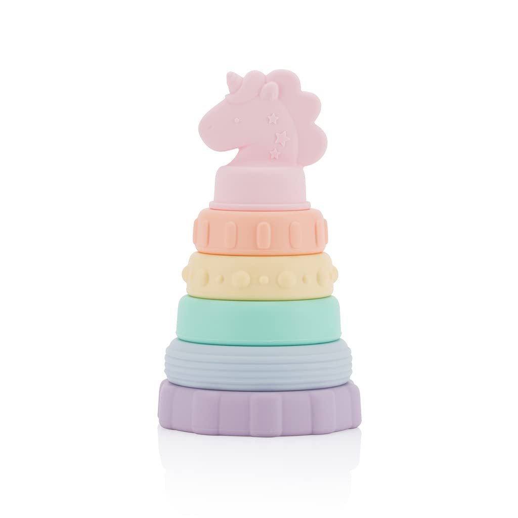 Itzy Ritzy - Itzy Stacker Silicone Stacking and Teething Toy, Unicorn (STACK8390)