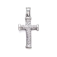 14k White Gold Small Nugget Religious Faith Cross Plain Ends Pendant Necklace Jewelry for Women