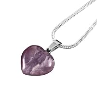 Handmade 925 Sterling Silver Heart Shape Purple Amethyst Gemstone Pendant With 20inch Chain Jewelry