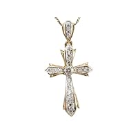 Creative jewels20 2.05 CT Round Cut Diamond Cross Women's Wedding Pendant Necklace 14k Yellow Gold Finish 18