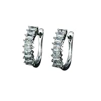 1.5Ct Baguette Lab Created Diamond Women's Hoop Earrings 925 Sterling Silver