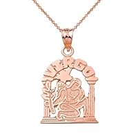 Solid Rose Gold Zodiac Virgo Pendant Necklace - Gold Purity:: 14K, Pendant/Necklace Option: Pendant Only