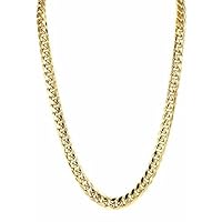 Mens Hollow 14K Yellow Gold 9mm Shiny Miami Cuban Link Chain Necklace For men for Pendants Or Mens Bracelet with Secure Box-Lock Clasp (9