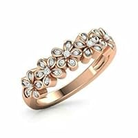 3ct Round Cut DVVS1 Diamond Five Flowers Engagement Ring 14k Rose Gold Plated