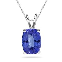 1.20-1.52 Cts of 7.5x5.5 mm AAA Cushion Tanzanite Solitaire Pendant in 18K White Gold