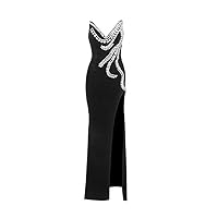 Women's Dress Party Wedding Party Black Crystal Velvet Festival Woman Decoration Body Long Vest