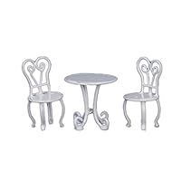 Dollhouse White Bistro Table & Chair Set 1:24 Half Inch Garden Patio Furniture