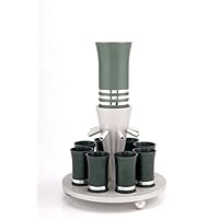 Agayof Eight Cup Kiddush Fountain Set in Aluminum 28 X 130 cm (Green)