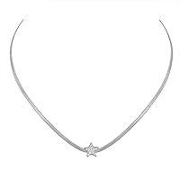 Silver Star Necklace for Women Y2K Dainty Snake Chain Choker Cute Star Pendant Necklace Trendy (A25)