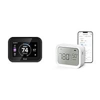 Smart Thermostat for Home,WiFi Programmable Digital Thermostat,Touch Screen,C-Wire Adapter Included and Smart Temperature Humidity Sensor,White