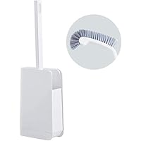 Standing Long time Handle Toilet Brush Set, Toilet-Toilet Brush Dead Corner Cleaning Double Sided Curved Plastic Brush Toilet Brush,White