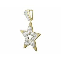 1.10 Ct Round Cut Diamond Pave Cluster Star Charm Pendant 14K Yellow Gold Plated