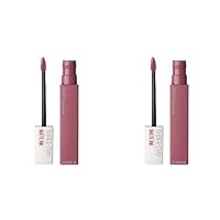 New York Super Stay Matte Ink Liquid Lipstick, Long Lasting High Impact Color, Up to 16H Wear, Lover, Mauve Neutral, 0.17 fl.oz (Pack of 2)