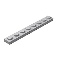 Classic Building Bulk 1x8 Plate, Light Grey Plates 1x8, 100 Piece, Compatible with Lego Parts and Pieces 3460(Color:Light Grey)
