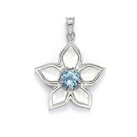 925 Sterling Silver Blue Topaz Flower Pendant Necklace Jewelry for Women