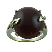 Chocolate Moonstone Oval Shape Natural Non-Treated Gemstone 10K Yellow Gold Ring Engagement Jewelry for Women & Men