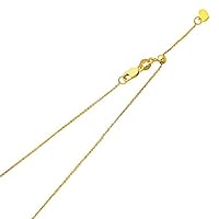 14K Gold 0.9mm Adjustable Rolo Cable Chain - Length: 20