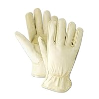 MAGID TB553EL Roadmaster Select Cow Grain Leather Driver-Palm Patch, Large, White (12 Pair)
