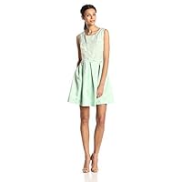 Women's Hayley Floral Organza Fit-and-Flare Dress, Ivory/Mint, 6