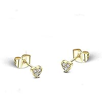 Lovely Heart Shaped Created Diamond Beautiful 3 Stone Prong Set Stud Earring For Women's & Girls .925 Sterling Sliver