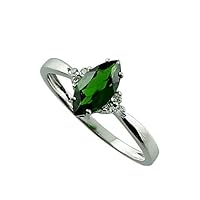 Carillon Chrome Diopside Marquise Shape 5X10MM Natural Non-Treated Gemstone 10K White Gold Ring Gift Jewelry for Women & Men