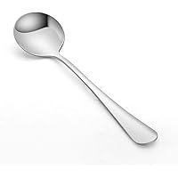20 Piece Soup Spoons, Round Stainless Steel Bouillon Spoons Round Spoons 6.7 inch