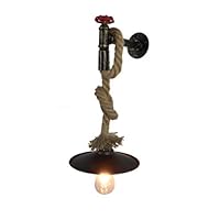 Industrial Retro Water Pipe Wall Sconce Wall Light Fixture American Antique Hemp Rope Wall Lamp Vintage Steampunk Metal E27 Wall Lantern Restaurant Decoration Lighting,a,a