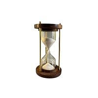 Antique Hourglass Wood & Glass White Sand Timer Antique Finish Nautical Sand Timer for Home & Office Desk Decor