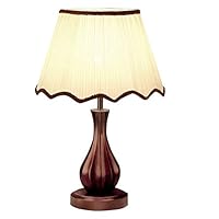 Simple Solid Wood Table Lamp, Minimalist Fashion Table Lamp Bedroom Retro Bedside Solid Wood Base Fabric Lampshade