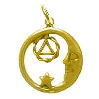 AA Pendant | AA Jewelry | Recovery Jewelry | Recovery Gift | 14k Gold Pendant, Moon and Star with Alcoholics Anonymous AA Symbol
