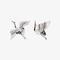 6 pcs Crane Red-Crowned Crane Totem Ancient Style Men And Women Waterproof Simulation Tattoo Temporary Tattoo