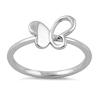925 Sterling Silver Butterfly Women Stacking Ring