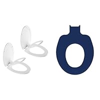 Mayfair NextStep2 Toilet Seat with Built-In Potty Training Seat, Slow-Close, Removable, Elongated, White Seats with Blue Child Seats, 2-Pack