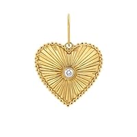 Beautiful Fluted Heart Diamond 925 Sterling Silver Charm Pendant,Designer Fluted Heart Silver Diamond Charm,Handmade Pendant Jewelry,Gift