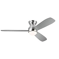 Kichler Bead 54 Inch LED Indoor Ceiling Fan in Brushed Stainless Steel with Reversible Silver and Satin Black Blades and Remote Control